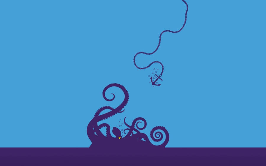 Bluish Octopus Anchor Art Wallpaper
