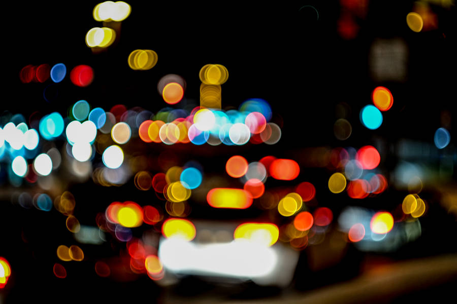 Blurry Bokeh Lights At Night Wallpaper