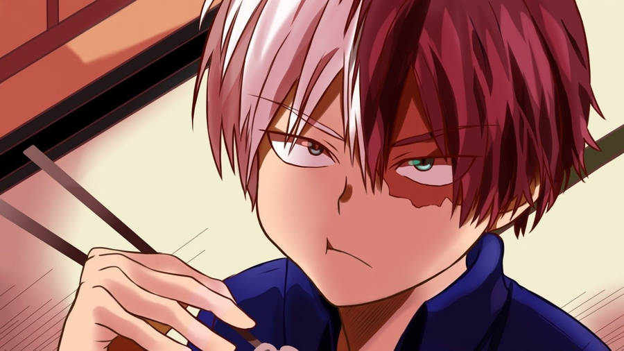 Bnha Grumpy Todoroki Shoto Eating Wallpaper