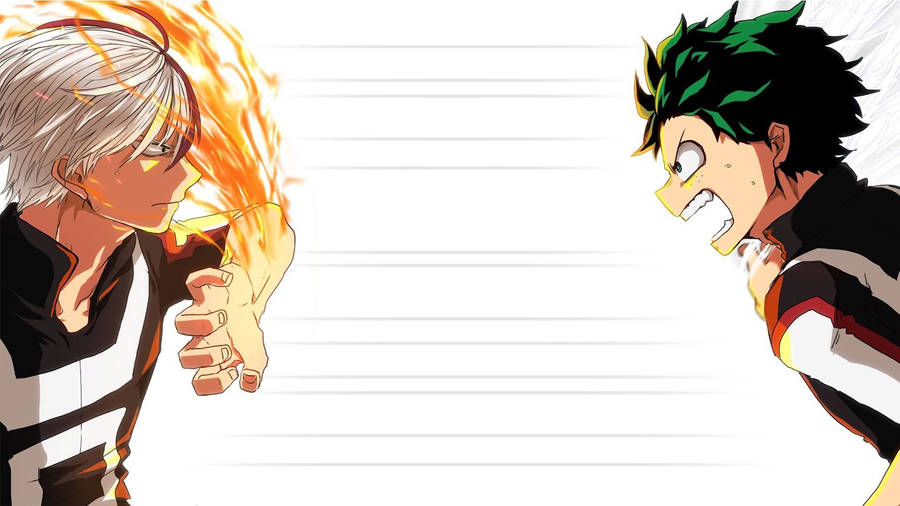 Bnha Todoroki Face-off Midoriya Wallpaper