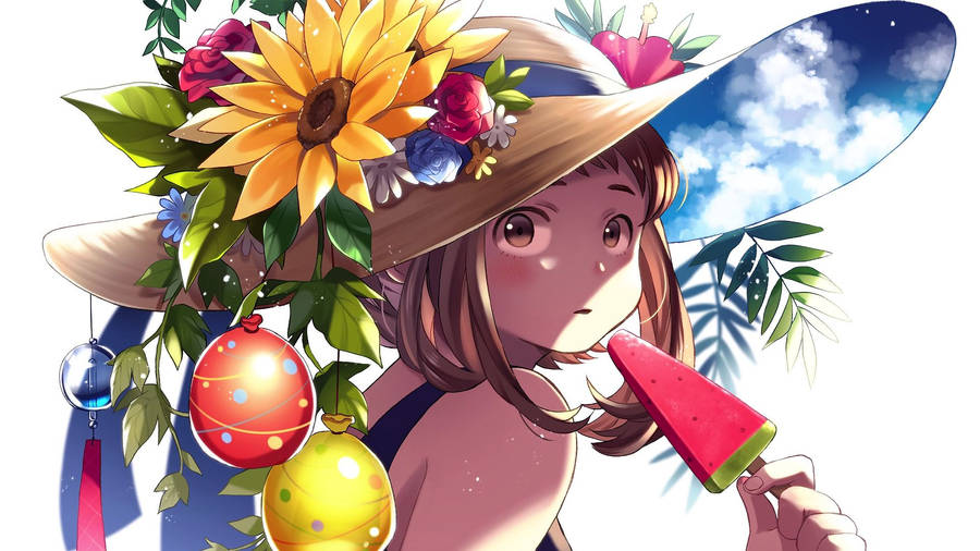 Bnha Uraraka Eating Popsicle Wallpaper