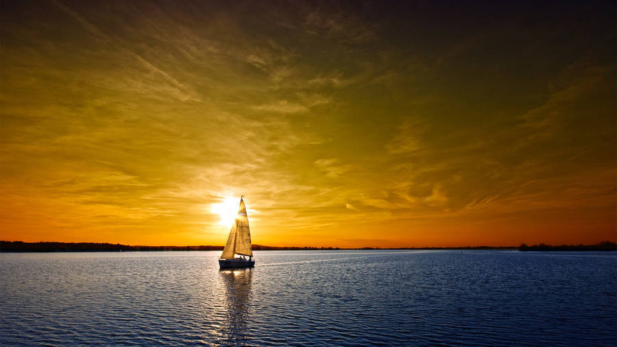 Boat Sails The Summer Sea Desktop Wallpaper
