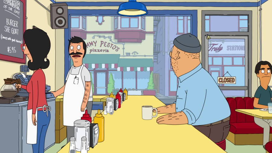 Bob And Teddy In Conversation At Bob's Burgers Wallpaper