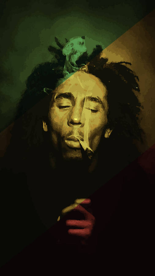 Bob Marley Smoking Digital Illustration Wallpaper