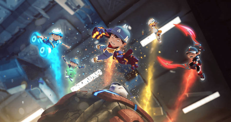 Boboiboy Elements Attacking Wallpaper