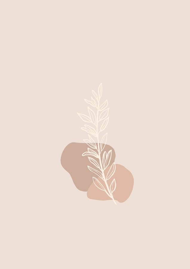 Boho Aesthetic Minimalist Leaves Outline Wallpaper