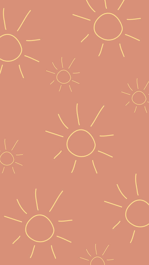 Boho Aesthetic Sun Outline Doodle Wallpaper