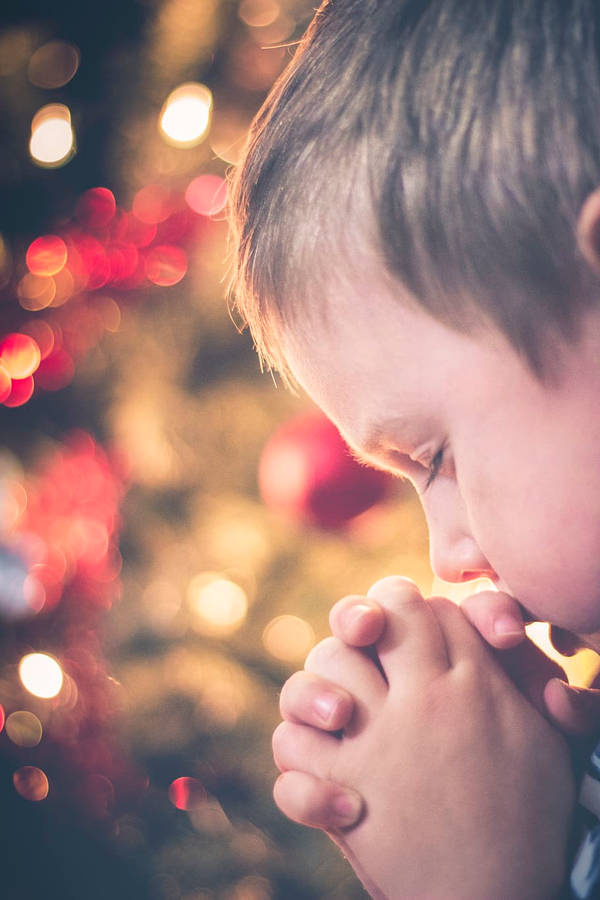 Bokeh Praying Little Boy Child Wallpaper