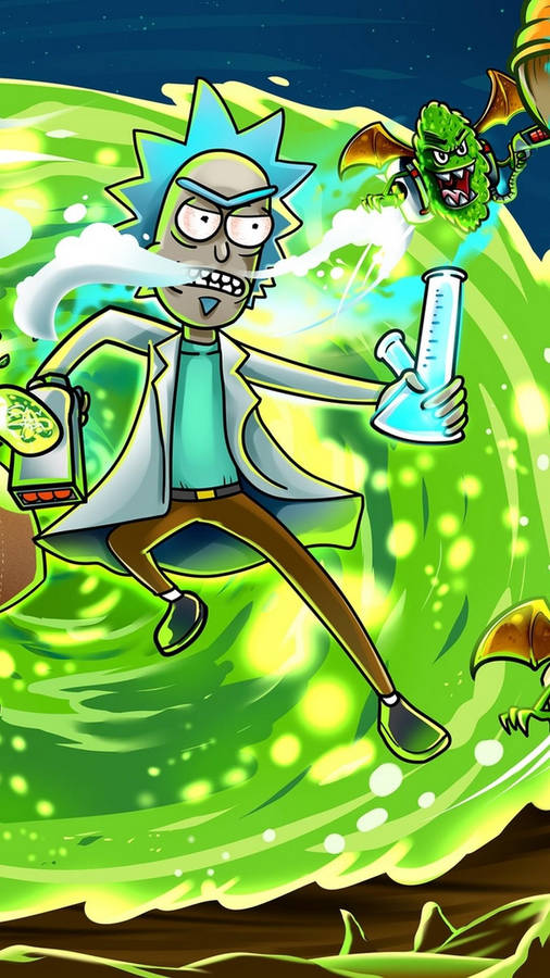 Bong Rick And Morty Stoner Wallpaper