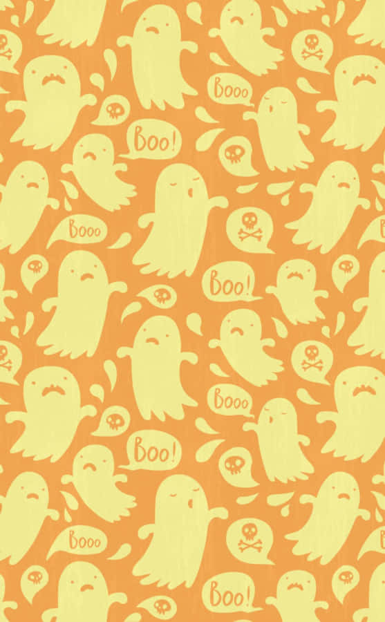 Boo And Stuff On Orange Background Wallpaper