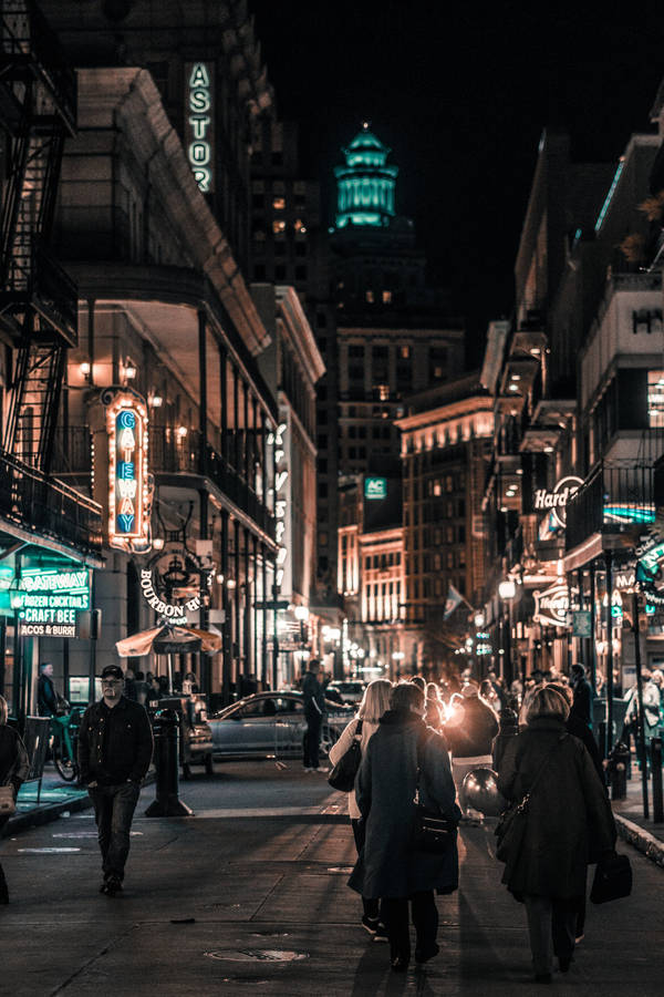 Bourbon Street New Orleans Nightlife Wallpaper