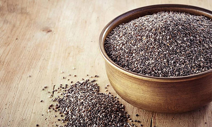 Bowlful Of Nutrient-rich Chia Seeds Wallpaper