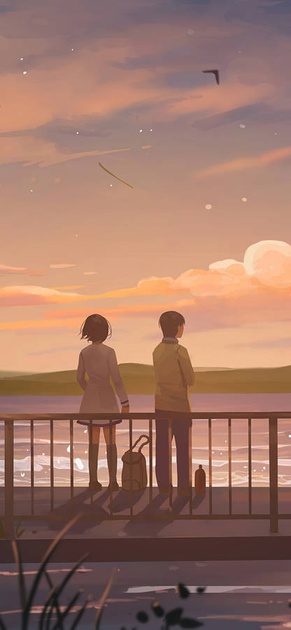 Boyfriend And Girlfriend Near Lake Art Wallpaper