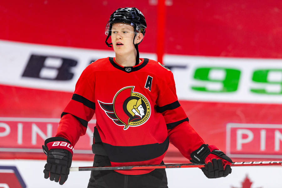 Brady Tkachuk Red Ottawa Senators Uniform Wallpaper