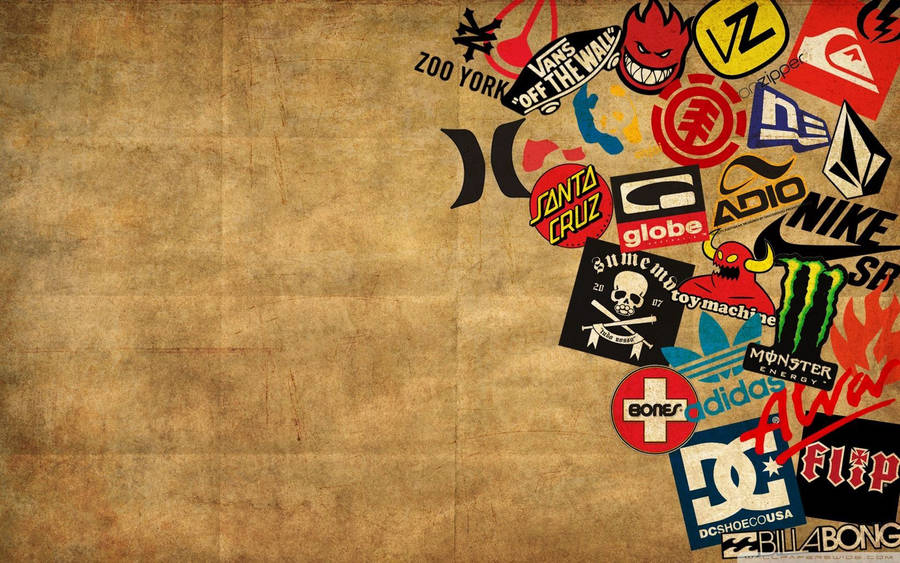 Brand Logos On Grunge Brown Wallpaper