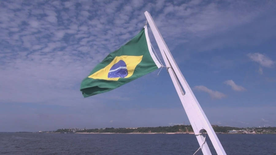 Brazil Flag In A Ship Wallpaper