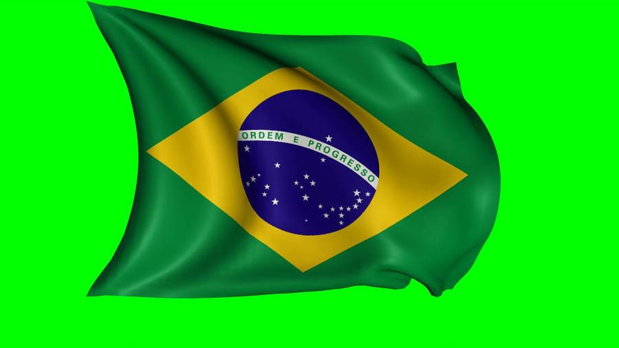 Brazil Flag In Green Screen Wallpaper