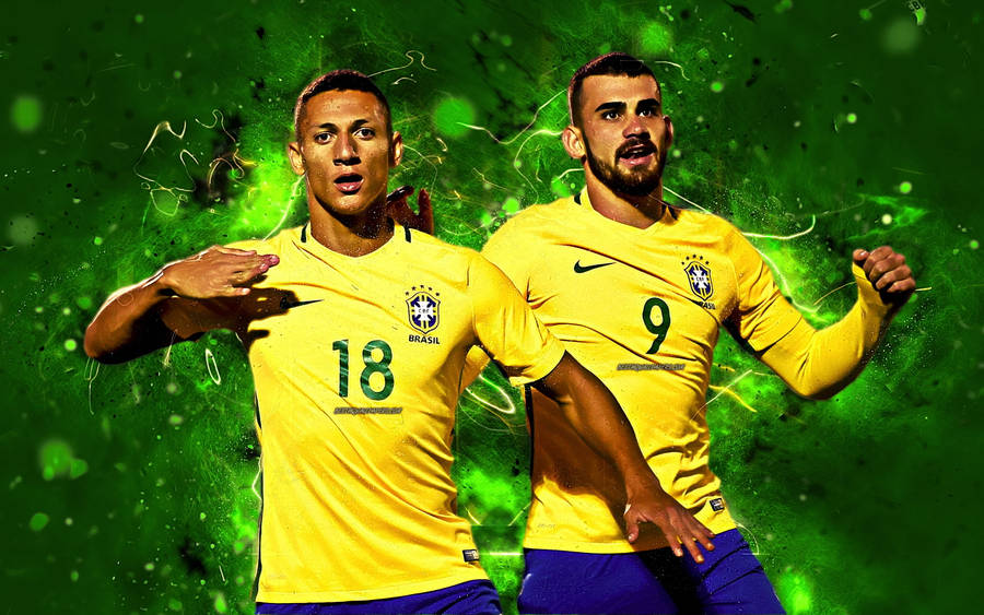 Brazil National Football Team #18 And #9 Players Wallpaper