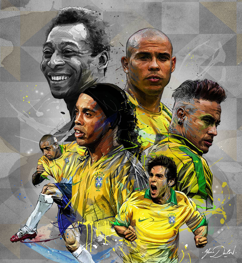 Brazil National Football Team Hall Of Fame Players Wallpaper