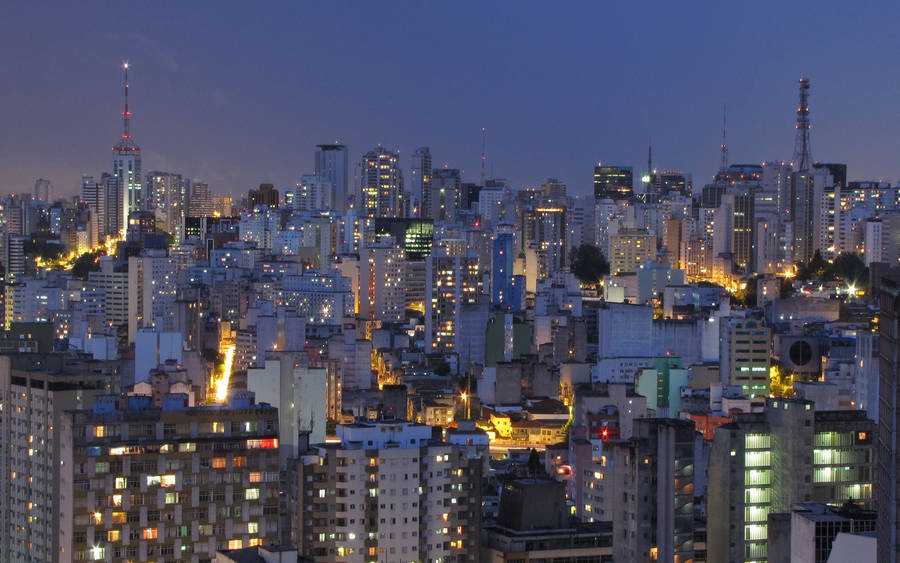 Brazil Sao Paulo Night Skyline Wallpaper