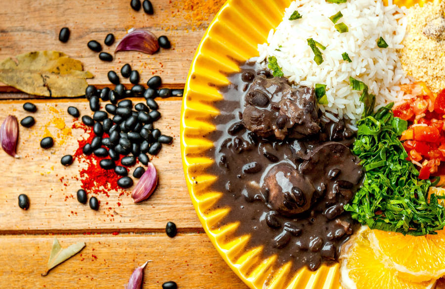 Brazilian Bean Stew Feijoada Top View Shot Wallpaper