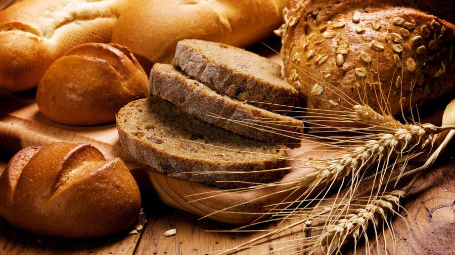 Breads On Board With Wheat Wallpaper