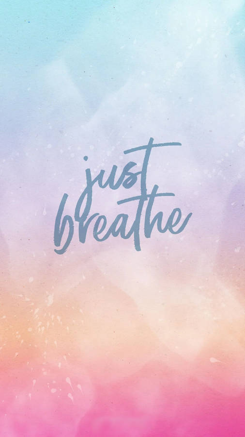 Breathing Quote Text Pink Gradient Wallpaper