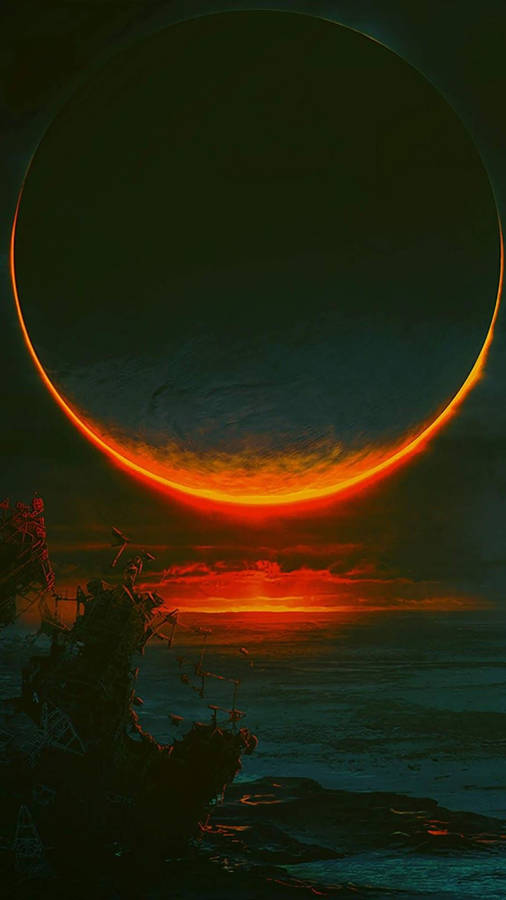 Breathtaking Solar Eclipse Shrouded In Deep Red Hues. Wallpaper