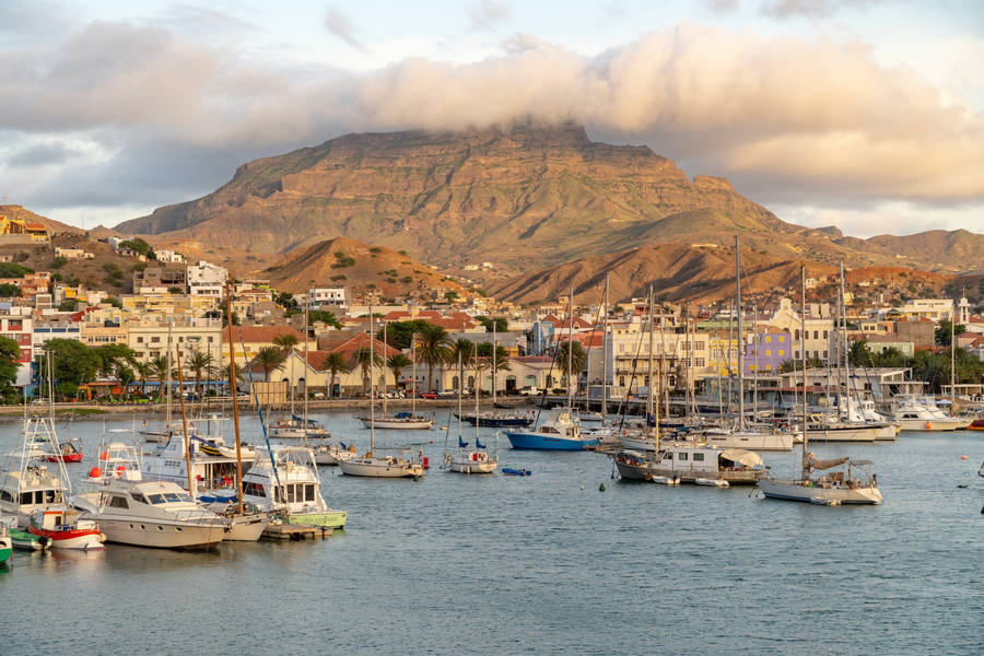 Breathtaking Summit View Of Mindelo, Cape Verde Wallpaper