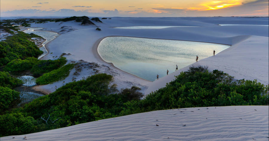 Breathtaking View Of Lençóis Maranhenses National Park In Brazil Wallpaper