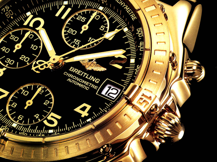 Breitling Watch Gold Background Wallpaper