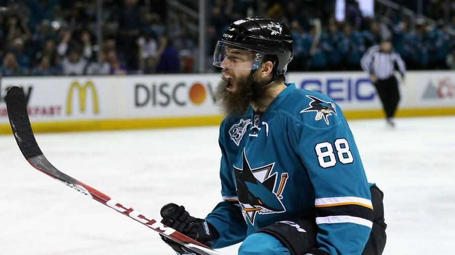 Brent Burns Celebrate Goal Over Dallas Stars Wallpaper