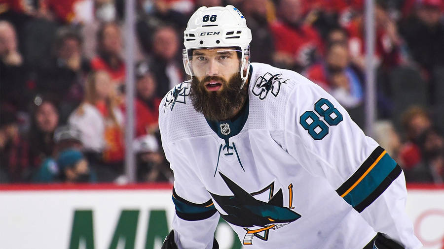 Brent Burns Of San Jose Sharks In Action Against Buffalo Sabres Wallpaper