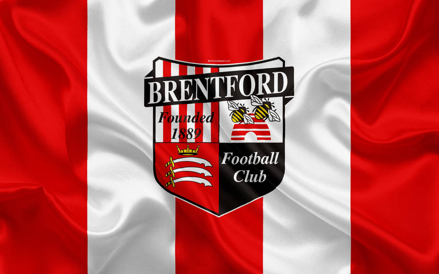 Brentford Fc Logo On Satin Wallpaper