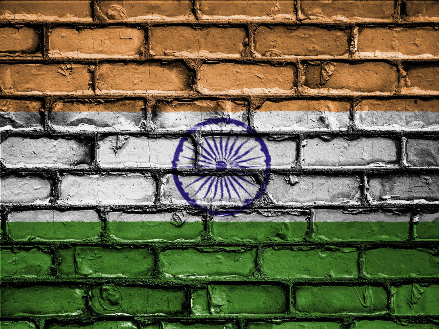 Brick Wall Indian Flag 4k Wallpaper