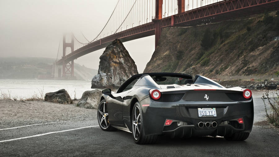 Bridge View Of Black Ferrari Ipad Wallpaper