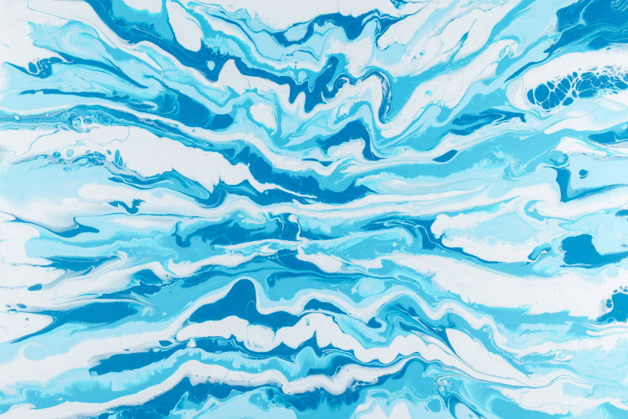 Bright Blue Abstract Paint Waves Wallpaper