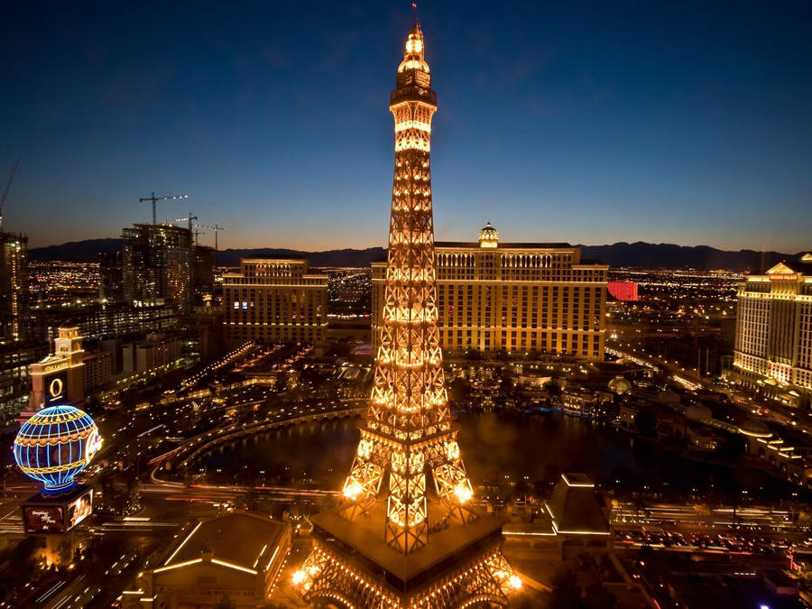 Bright Eiffel Tower Las Vegas Night Wallpaper