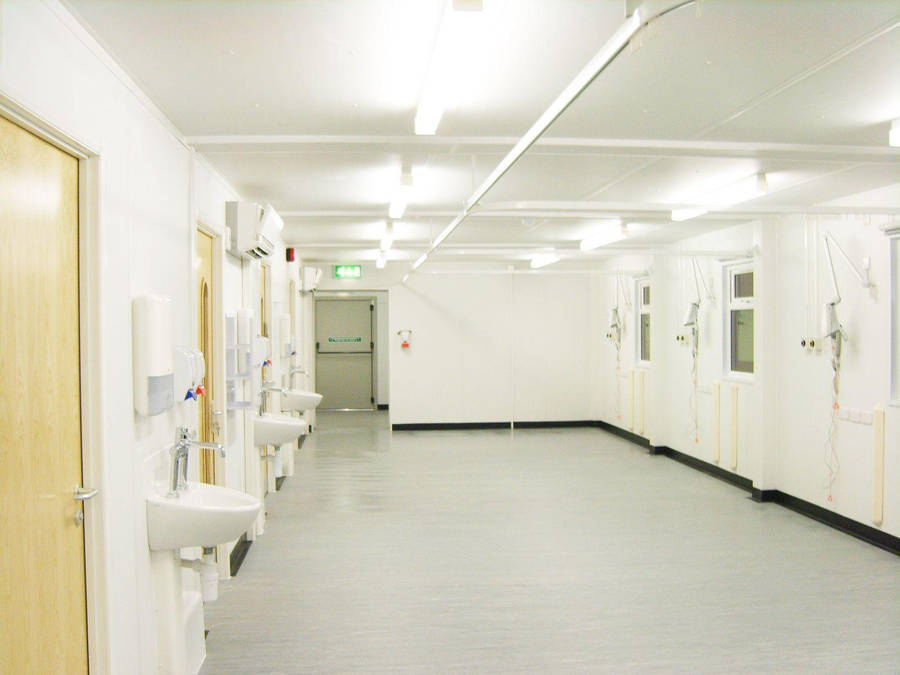 Bright Modern Hospital Hallway Wallpaper