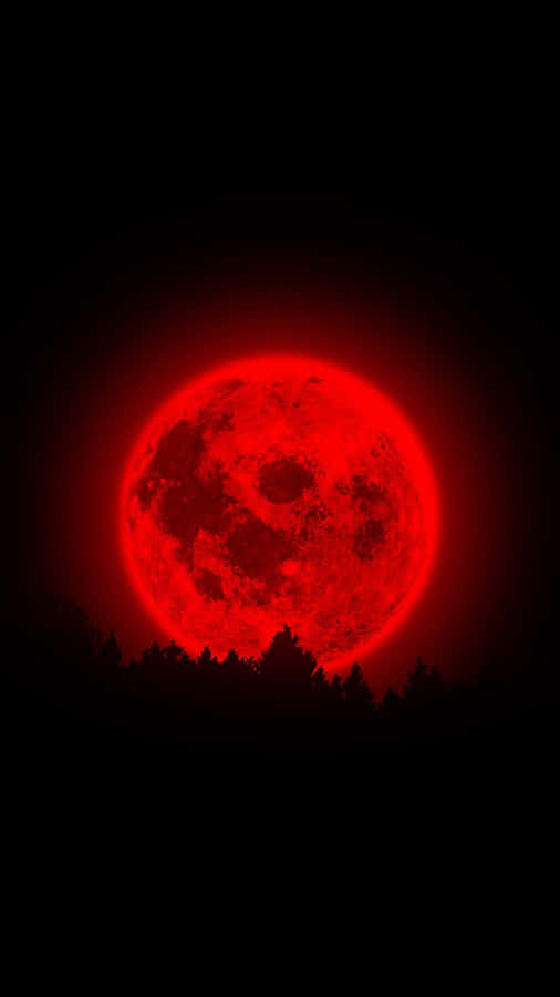 Bright Neon Red Blood Moon Wallpaper