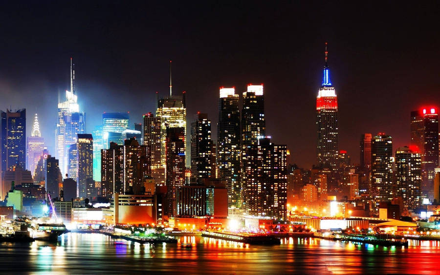 Bright New York Skyline From The Riverside Wallpaper