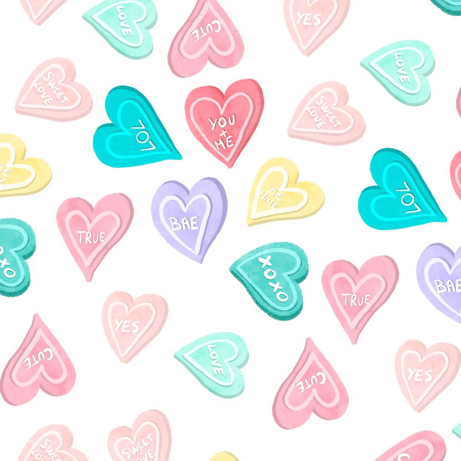 Bright Valentine's Hearts Pattern Wallpaper