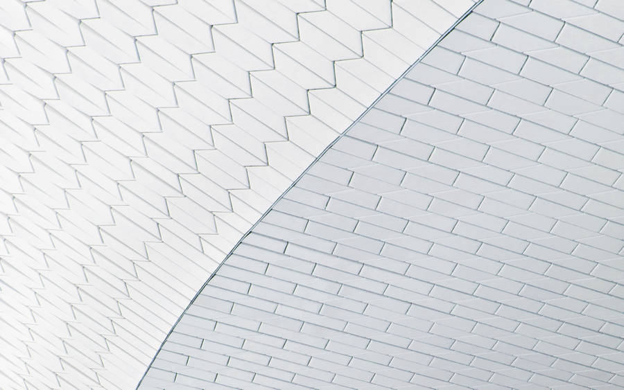 Bright White Grid Brick Ceiling Wallpaper