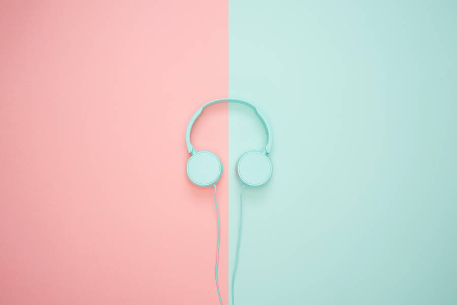 Bring Your Music To Life With These Pastel Green Headphones Wallpaper