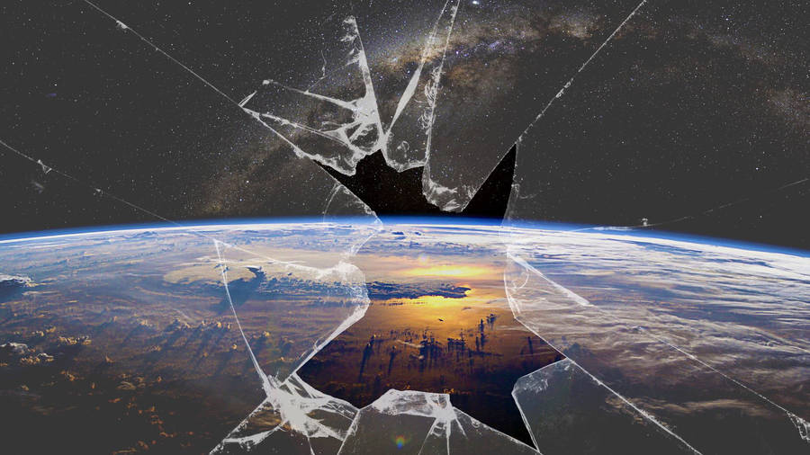 Broken Computer Screen Earth Wallpaper