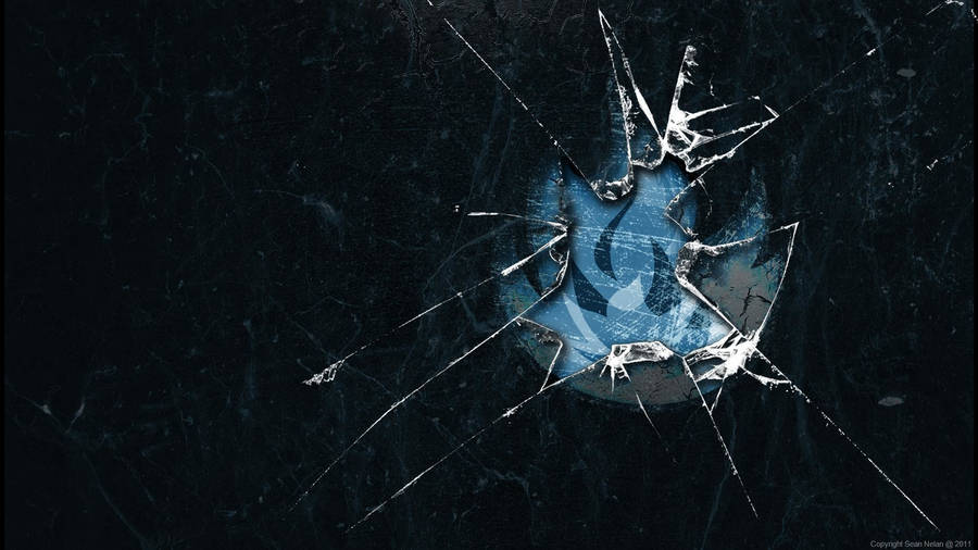 Broken Glass With Blue Flames Wallpaper