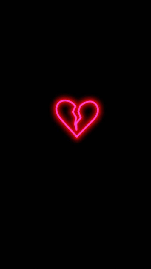 Broken Heart Aesthetic Neon Pink Wallpaper