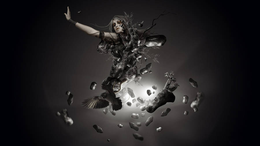 Broken Woman Black Art Wallpaper