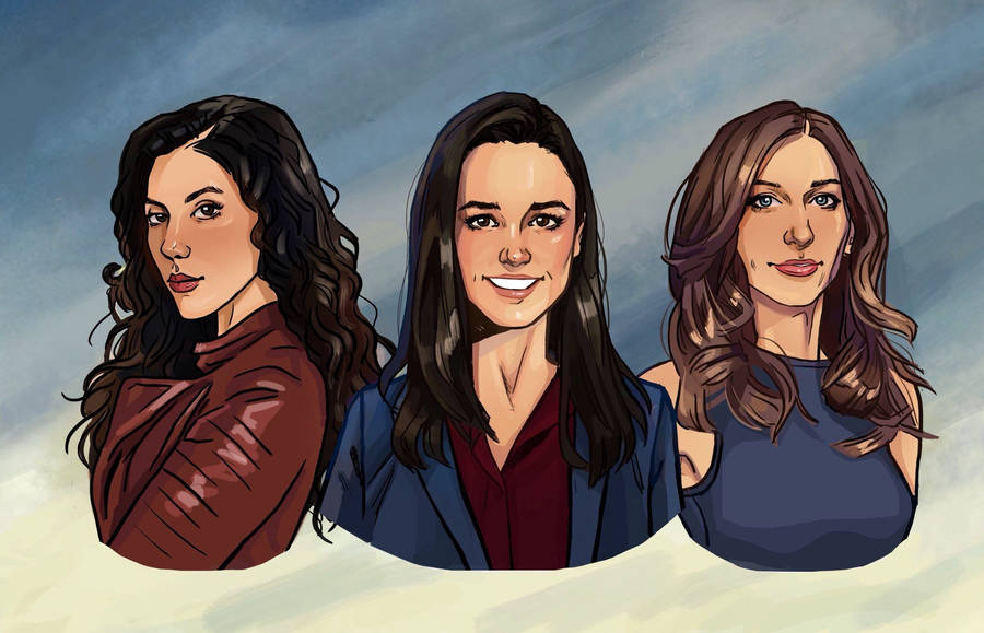 Brooklyn Nine Nine Amy, Rosa, And Gina Fan Art Wallpaper