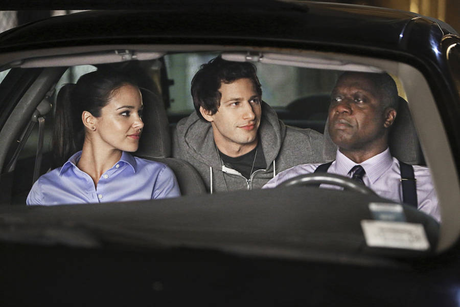 Brooklyn Nine Nine Jake, Amy And Holt In Car Wallpaper